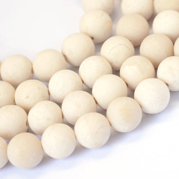 5pcs Frosted Natural Fossil Round Bead Strands 10~10.5mm Hole: 1.2mm about 36pcs/strand 14.5 inch