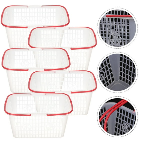 OUNONA Portable Plastic Fruit Basket with Strong Bearing Capacity for Storage Transparent Color Safe and Smooth Edges 5 Pieces