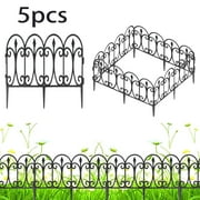 5pcs Garden Fence Panel Plastic Garden Fence Outdoor Landscape Decorative Border Black