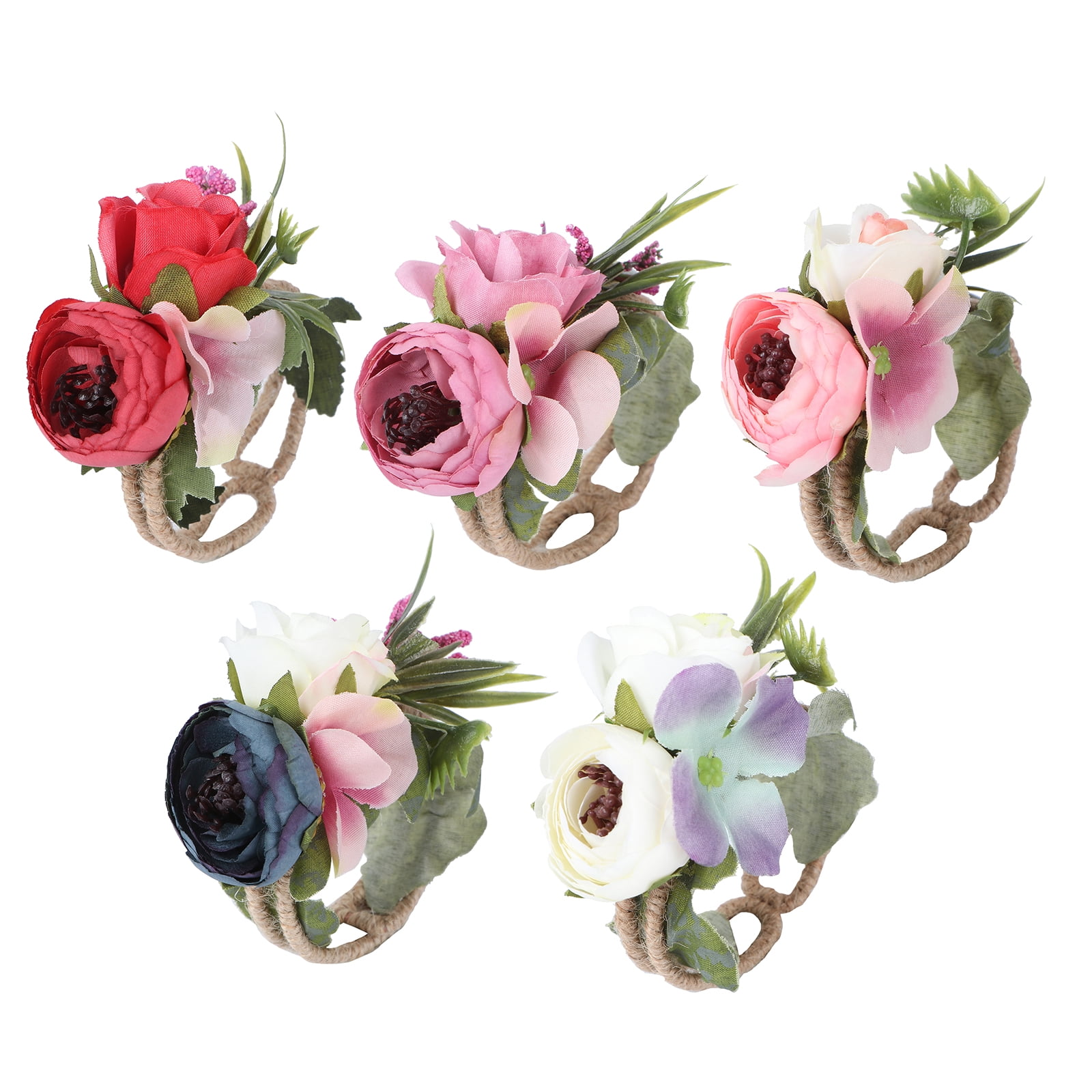 5pcs Girl Bridesmaid Wrist Corsage Bridal Cloth Wrist Flower Bracelet