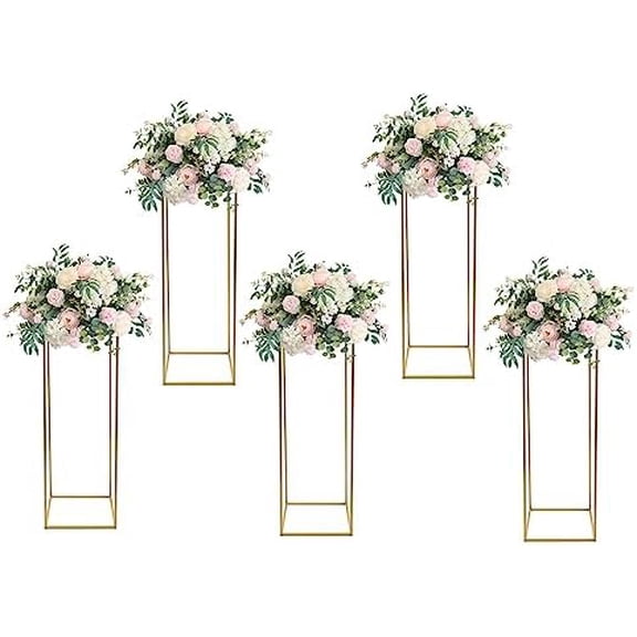 5pcs Gold Flower Stand,31.4'' Metal Column Flower Stand,Gold Centerpieces for Table Wedding Party,Tall Geometric Floral Vase Stands, Flower Rack$$Garden & Patio