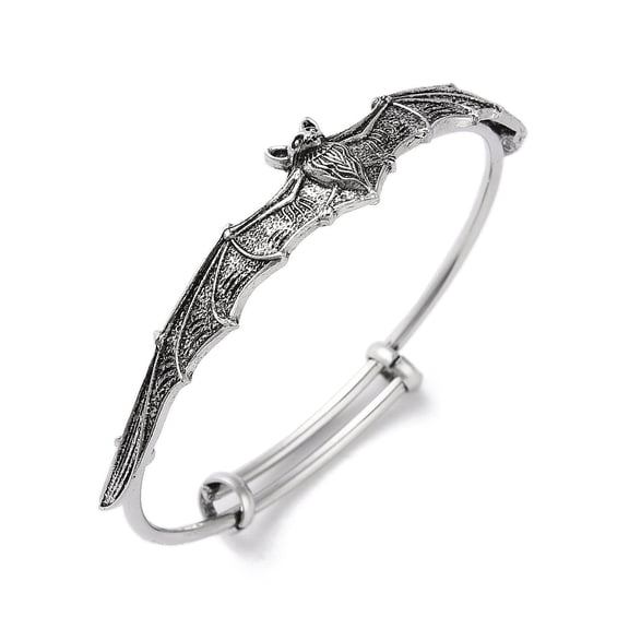 5pcs Gothic Bat Alloy Expandable Bangles Bangles Silver Inner Diameter: 2-1/2 inch(6.2cm)DIY