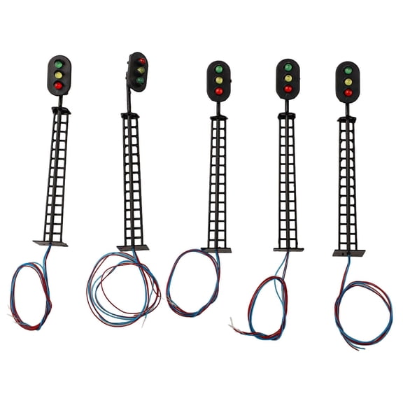 5pcs HO Scale 1:87 Railroad Train Model Signal Traffic Lamp Mini LED Signal Light 3V/12V With Resistors Railway Scenes Layout