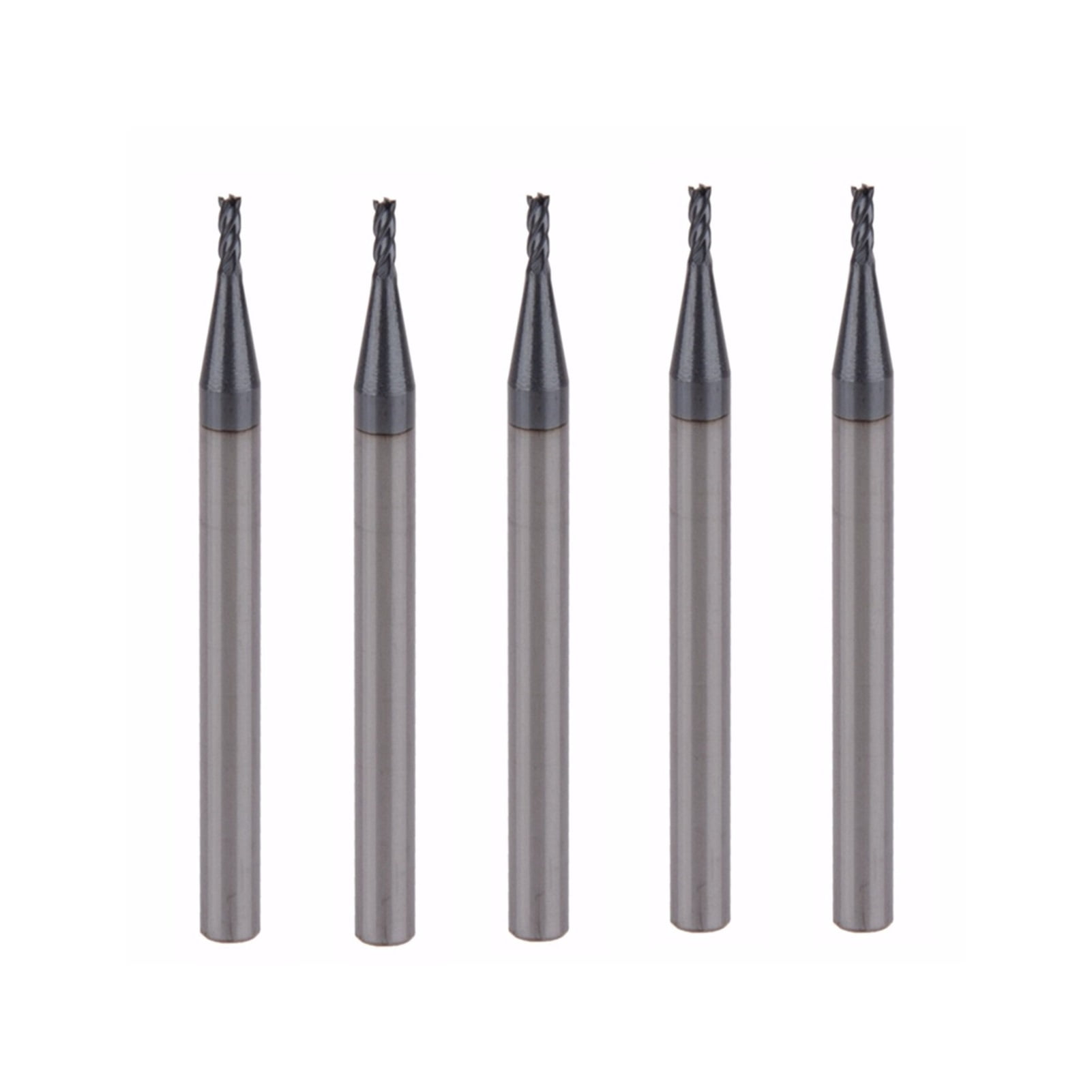 Face Mill Bit 5pcs HRC45 d1.5*4*D4*50L Four Flutes Micro Solid Carbide Face End Mill ...