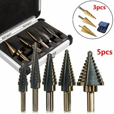 5pcs HSS Cobalt Multiple Hole 50 Sizes Step Drill Bit Set Tools/3pcs HSS Step Cone Drill Titanium Coated Hole Cutter Bit Set 3-12 4-12/20 mm+Pouch