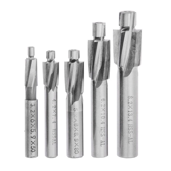 5pcs HSS Counterbore End Mill M3-M8 Pilot Slotting Tool Milling Cutter End Mills