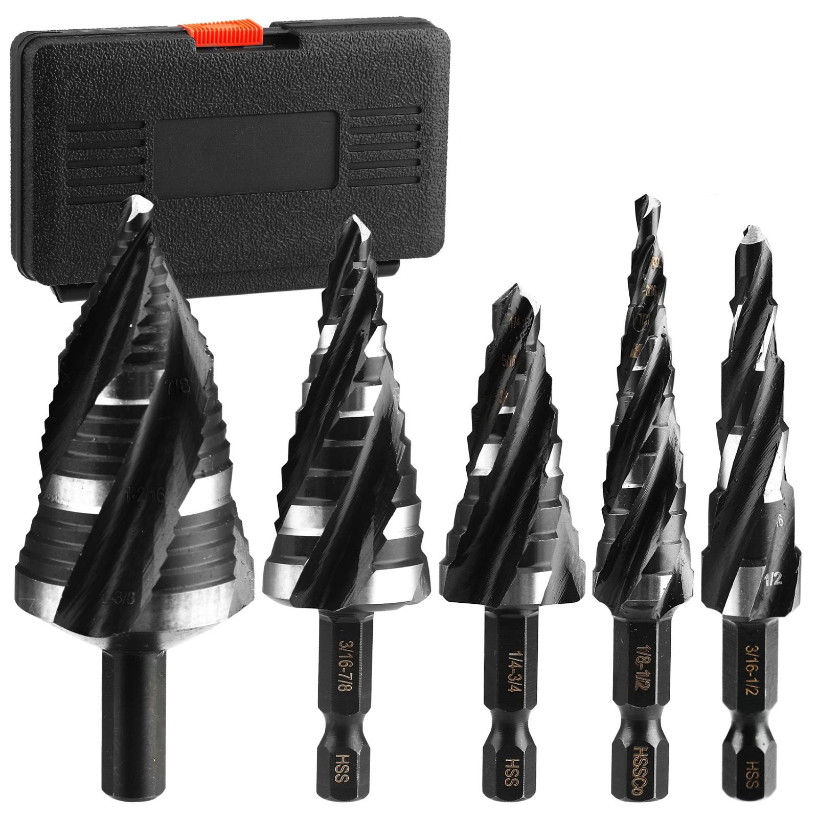 5pcs HSS Step Drill Bit Set 4-Flute Taper Hole Expansion Cutter Metal DIY ToolTAPDRA Spare Part
