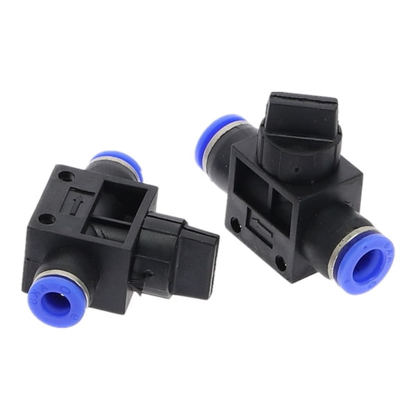 5pcs HVFF" Air Pneumatic Hand Valve Fitting 4mm-12mm OD Hose Pipe Tube Push Into Connect T-joint 2-Way Flow Limiting Speed Control
