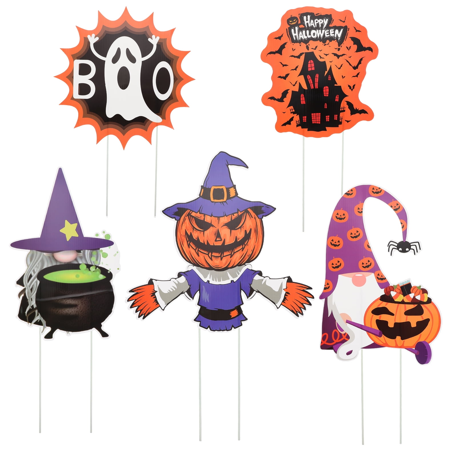 5pcs Halloween Outdoor Stake Decorations Yard Signs Yard Stakes Outdoor