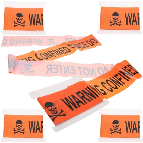 5pcs Halloween Scene Tape Orange Pe Safety Warning Tape Not Easy to Break with Bright Colors and Intuitive Design for Courtyard and Bathrooms Halloween Fright Warning Line
