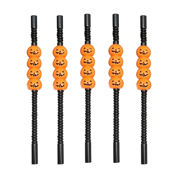 5pcs Halloween Straws Decorations - Pumpkin Straws for Bars, Serving Guest and Restaurants - Perfect for Halloween Party Setup and Festive Drink Accessories