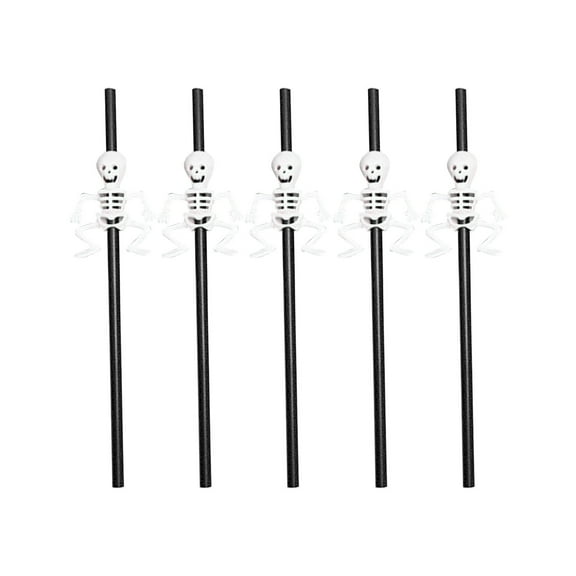 5pcs Halloween Straws Decorations - Skull Skeleton Straws for Bars, Serving Guest and Restaurants - Perfect for Halloween Party Setup and Festive Drink Accessories
