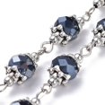 thumbnail image 1 of 5pcs Handmade Glass Beaded Chains with Tibetan style Alloy Bead Caps Iron Spacer Beads and Iron Eye Pins Unwelded Black 39.37 inch(1m) Link: 7.5x20.5mm 1m/strand, 1 of 2