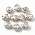 thumbnail image 1 of 5pcs Handmade Indonesia Beads with Metal Findings Round Rose golden White 14~15x14.5~15mm Hole: 1.6mm, 1 of 2
