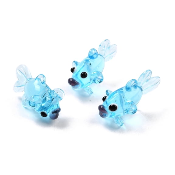 5pcs Handmade Lampwork Beads Sky Blue 28~35x15.5x16mm Hole: 1.7mm