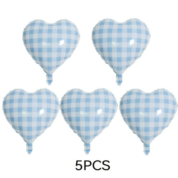 5pcs Heart-Shaped Macaron Checkered Foil Balloons - Pink, Yellow & Green Gingham Patterns, Perfect for Valentine’s Day, Weddings, Engagements, Birthdays,Graduations,Halloween and Christmas Decor, The