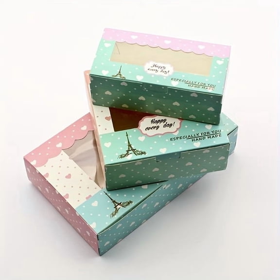 5pcs Heart Tower Window Gift Boxes for Birthday Wedding Party Favor Candy Packaging with Clear Display Window