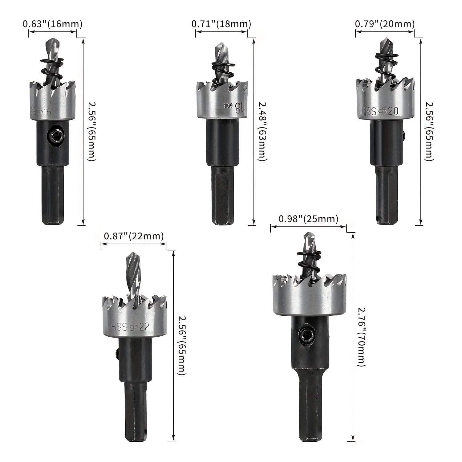 5pcs Heavy-Duty Hole Saw Drill Bit Set - All-Purpose for Stainless Steel, Aluminum, Plastic & Wood - Circular Blade Drill Bits Kit for DIY， Renovation