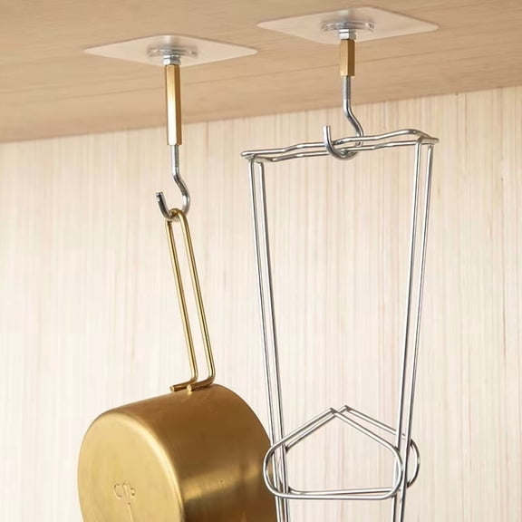 5pcs Heavy-Duty Self-Adhesive Ceiling Hooks for Hanging Plants, Lanterns, Balloons, and More - Traceless & Punch-Free Design