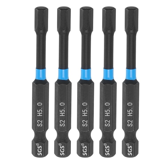 5pcs Hex Head Wrench Drill Bit 5mm(H5) 1/4" Hex Shank 3"(65mm) Length S2 Steel Magnetic Hexagon Impact Drivers Metric Screwdriver Bit