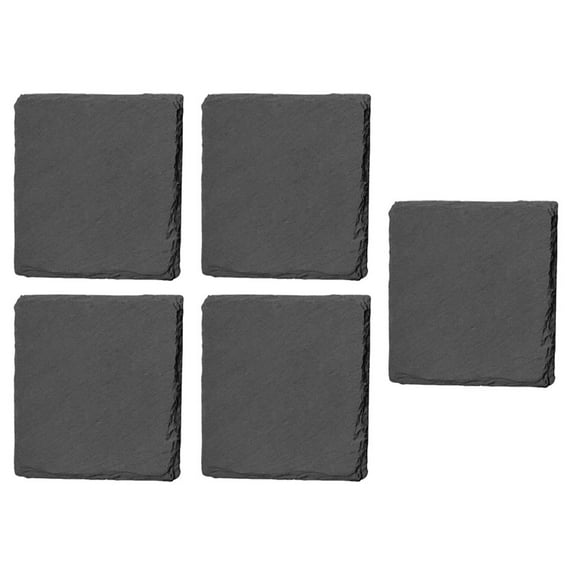 5pcs Household Cup Coaster Natural Slate Teacup Mat Rustic Square Tabletop Coaster Tea Room Supply