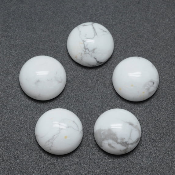 5pcs Howlite Cabochons Half Round 12x5~6mm