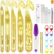 5pcs Huge Crochet Hook Set Extra Large Size 12mm, 15mm, 18mm, 20mm, 25mm for Chunky Wool