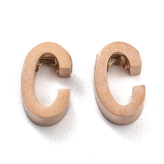 5pcs Ion Plating(IP) 304 Stainless Steel Alphabet Rose golden Letter.C 8x5x3mm Hole: 1.8mm