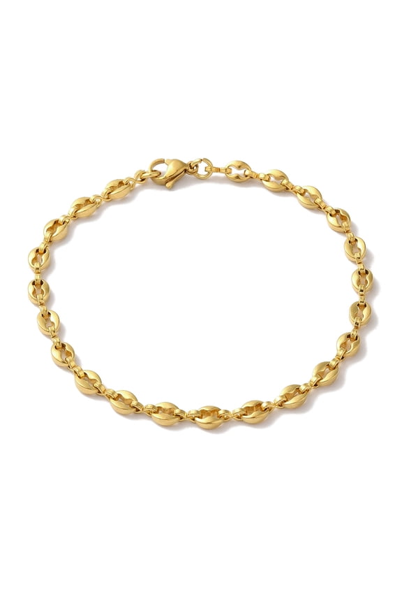 5pcs Ion Plating(IP) 304 Stainless Steel Coffee Bean Chain Bracelets for Women or Men Golden 8-1/4 inch(21cm)
