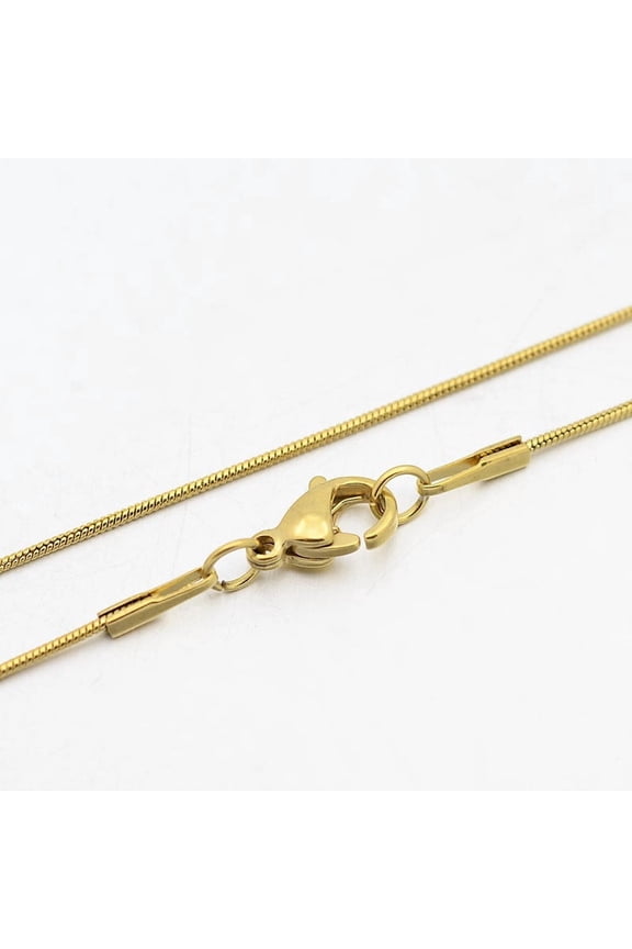 5pcs Ion Plating(IP) Herringbone Chain Necklace for Men 304 Stainless Steel Round Snake Chain Necklaces with Lobster Claw Clasps Golden 0.8mmx18 inch(45.72cm)
