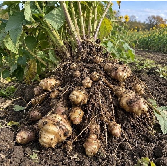 5pcs Jerusalem Artichoke Sunroot Tubers for Planting, Yellow Sunchoke Bulbs, Heirloom Vegetable Garden Crop