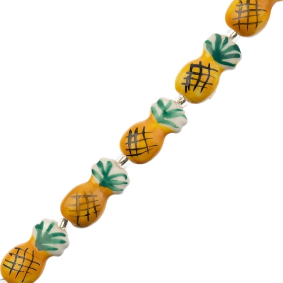5pcs John Bead 12x24mm Yellow Pineapple Fruits Handmade Ceramic Beads for DIY Jewelry Necklace Bracelet Earrings Making