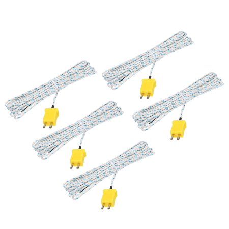 5pcs K Type Thermocouple Mini Connector Temperature Sensor Fiberglass 16ft -50 to 400°C(-58 to 752°F)