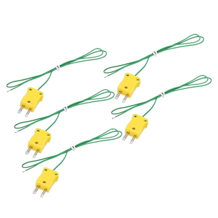 5pcs K Type Thermocouple Mini Connector Temperature Sensor PTFE 1.6ft -50 to 260°C(-58 to 500°F), Green