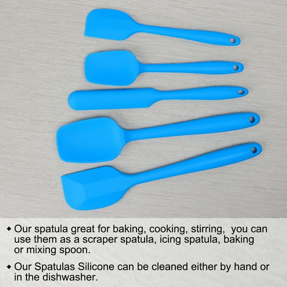 5pcs Kitchen Cooking Silicone Spatula Set Heat Resistant Turners Scraper Baking Utensils Blue