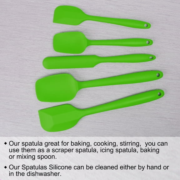 5pcs Kitchen Cooking Silicone Spatula Set Heat Resistant Turners Scraper Baking Utensils Green