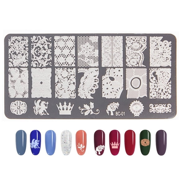 5pcs Lace Flower Stainless Steel Nail Art Stamping Plates Nail Image Templates Template Tool Rectangle Stainless Steel Color 12x6cm for making