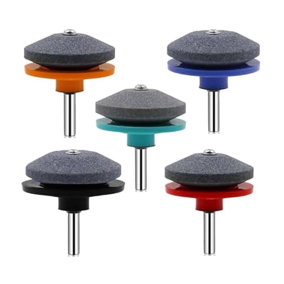 5pcs Lawnmower Dull Blade Sharpener,Lawn Mower Blade Sharpener Kits,Universal Blade Sharpeners for L Photo Color Brown Corundum