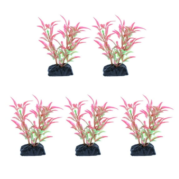 5pcs Leaves Underwater Plants Decoration For Fish Tank Aquarium , & Safe For All Fish & Pets Red