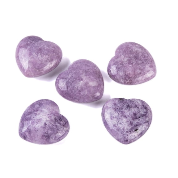5pcs Lepidolite Stones Heart Love Stones Pocket Palm Stones for Reiki Ealancing 30x30x11.5~12.5mm