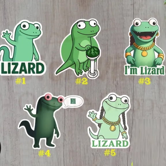 5pcs Lizard Meme Sticker Lizard Meme Decal Sticker - Tik Tok Lizard Lizard Lizard Vinyl Sticker, Lizard Sticker,Trendy Tiktok Decal
