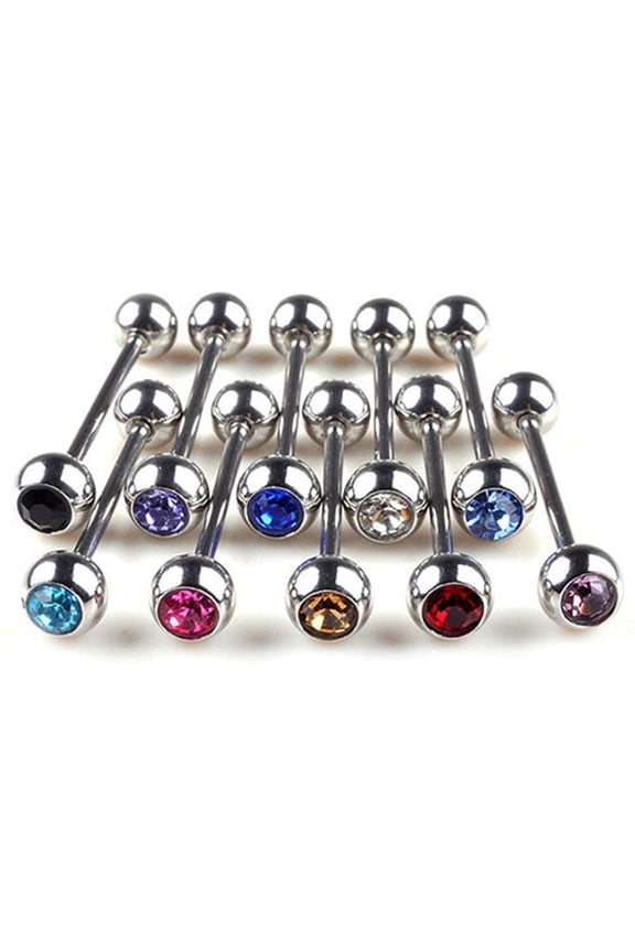 5pcs Lots Mixed Logo Ball Tongue Bars Rings Barbell Piercing Stainless Steel