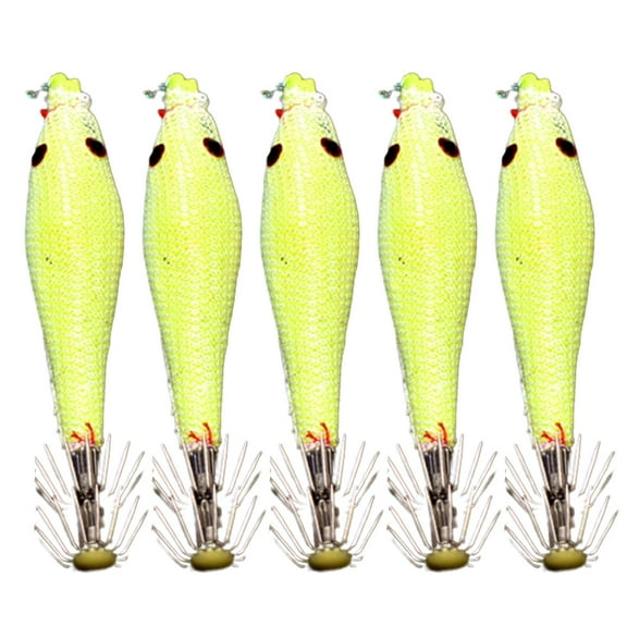 5pcs Luminous Squid Jig Hooks Hard Fishing Lures Artificial Baits Fishing Gear for Freshwater Saltwater Easy to Use