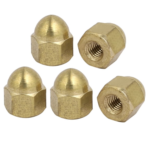 5pcs M3 Female Thread Nut DIN1587 Dome Cap Head Hex Brass Tone