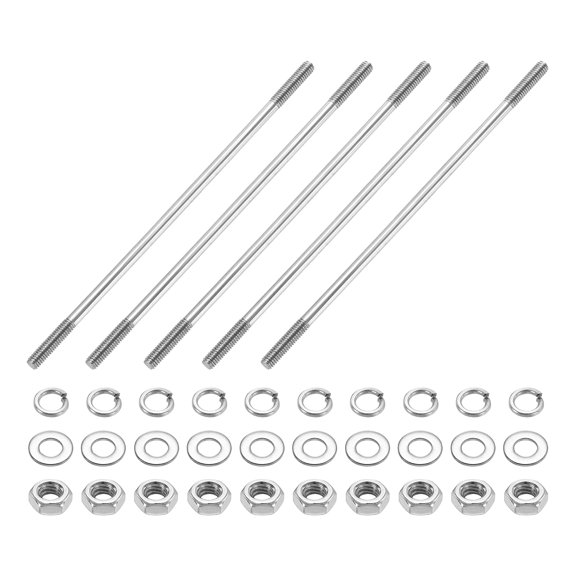 5pcs M4x180mm Double End Threaded Stud Screw Bolt with Nuts and Washers