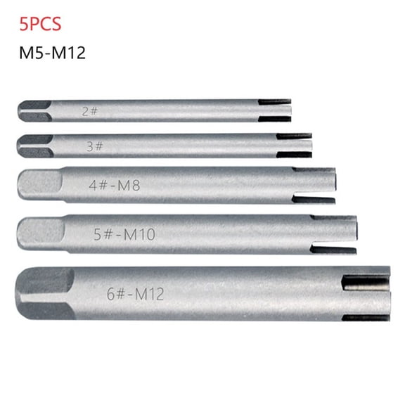 5pcs M5-Screw Tap Extractor Steel Broken Head Taps Remover Stripped Screw Tap Extractor Set Screw Remover Tools Drill Bits