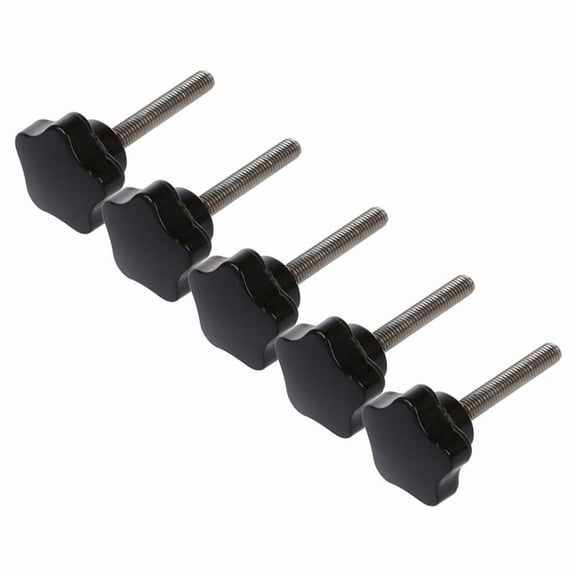5pcs M8 x 50mm Thread Replacement Star Hand Knob Tightening Screw Black Silver Tone,5 x Star Knob,black & silver