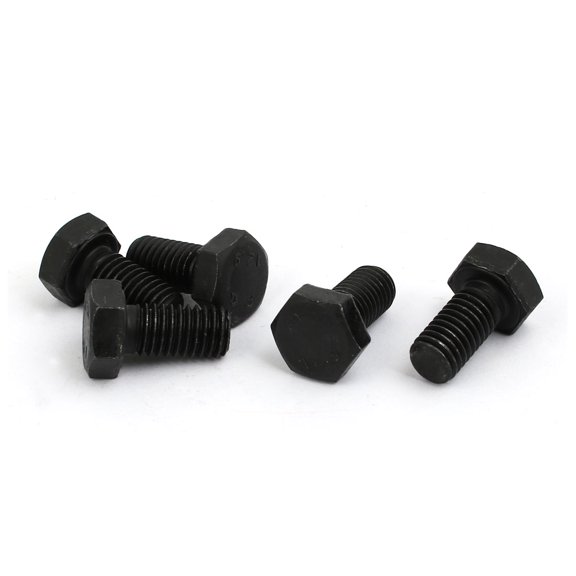 5pcs M8x16mm Thread 12.9 Grade External Hex Head Left Hand Screw Bolt Black
