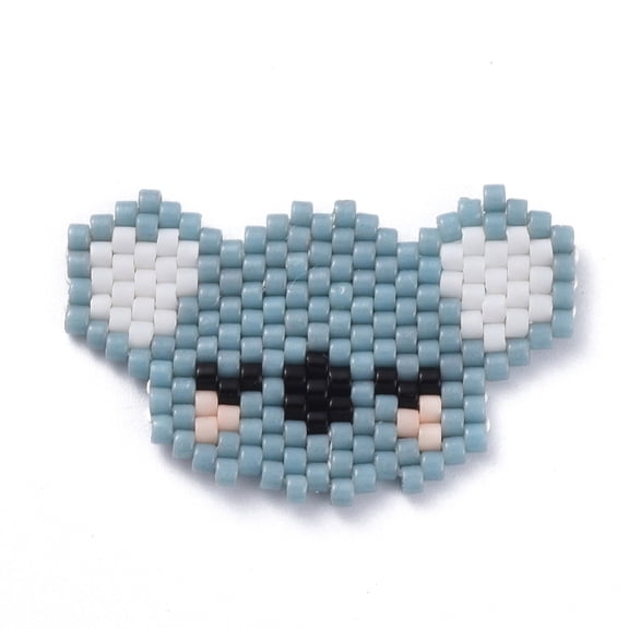 5pcs MIYUKI Japanese Seed Beads Handmade Pendants Loom Pattern with Polyester Threads Koala Cornflower Blue 19x30x1.5mm