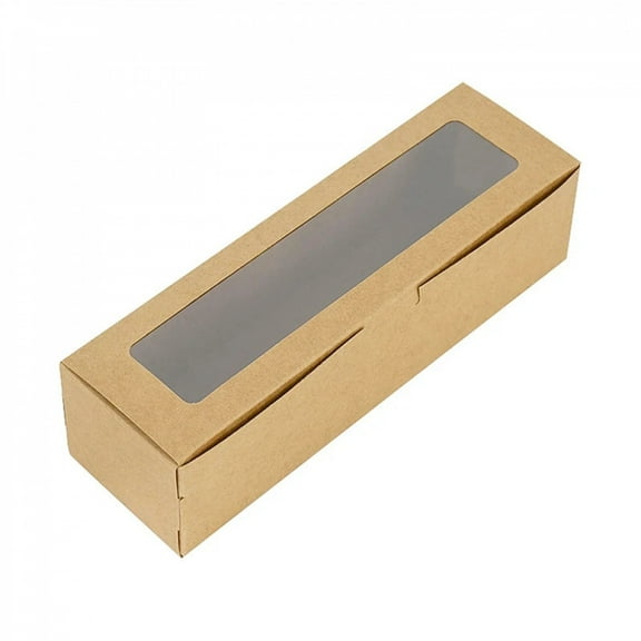 5pcs Macaron Boxes With Clear Window Kraft Paper Cupcake Boxes With Window Dessert Cookies Treat Delivery Box For Wedding